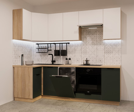 Кухня «арт. 6 Шарли белый Олива шагрень 1000х2450»